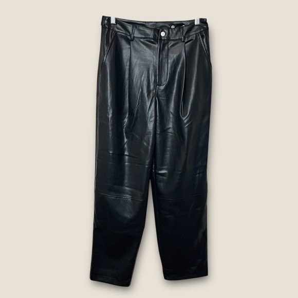 AVEC LES FILLES Black Vegan Leather High Rise Pants, Small - Picture 1 of 9